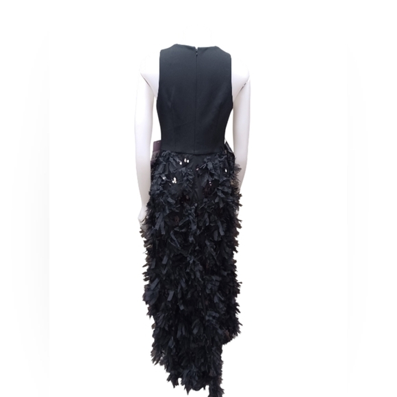 JS Collections NWT Sia Ruffle Skirt Black Gown Size 4 - Picture 5 of 10